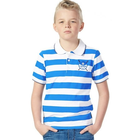 - Leo&Lily Short Sleeve Big Boys Sailor's Stripe Rugby Polo Shirts (8)