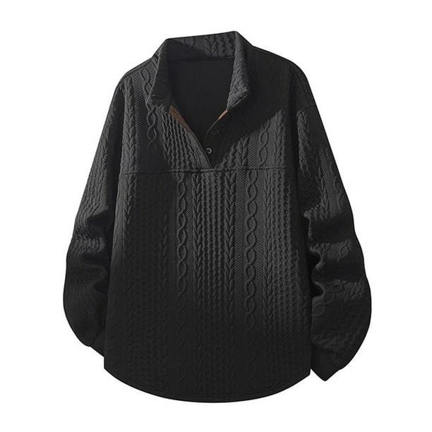 pstuiky camisas de manga larga para hombre, Blusa/camiseta informal y moderna de color liso con cuello alto y manga larga para hombre Tops de hombre m