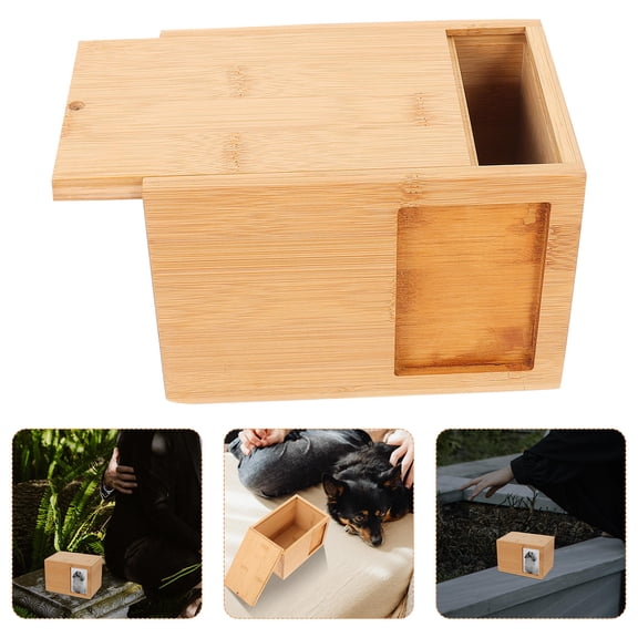 SOPOTUTU Pet Ash Container Bamboo Urn Small Size Practical Box for Pets