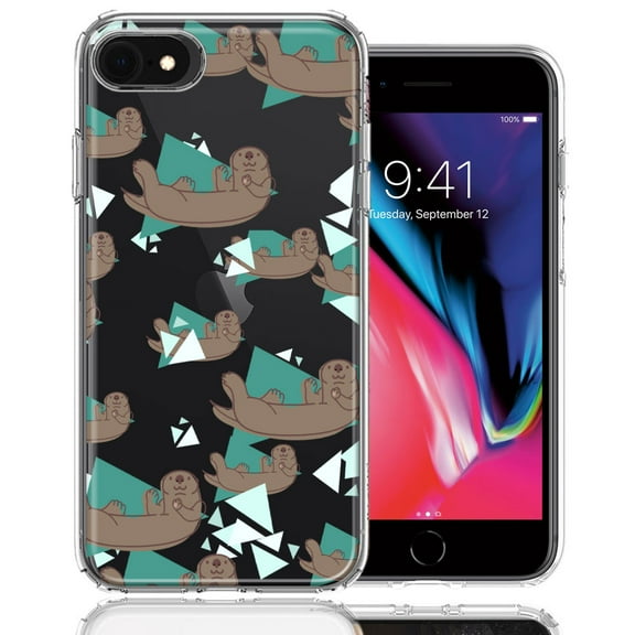 MUNDAZE For Apple iPhone 6/7/8/SE Cute Otter Design Double Layer Phone Case Cover