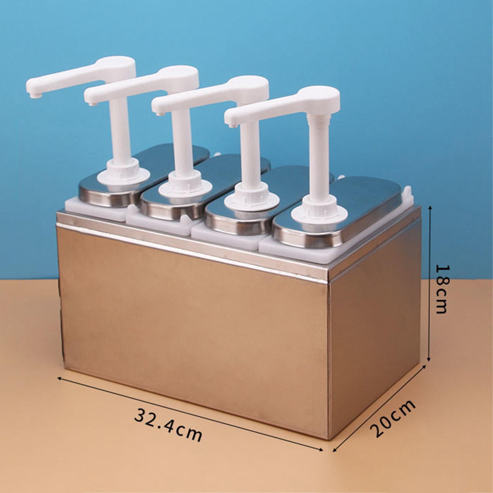 Fiocias Condiment Pump Dispenser 1.4L Detachable Hand Press Syrups Salad Dispensing Tool Four head
