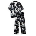 thumbnail image 7 of MVRLSH Womens Pajama Sets for Women 2 Piece Halloween Pumpkin Print Button Short Sleeve Top And Wide Leg Pant Plus Size wear Soft Sleepwear Lounge Set Gray - M, 7 of 7