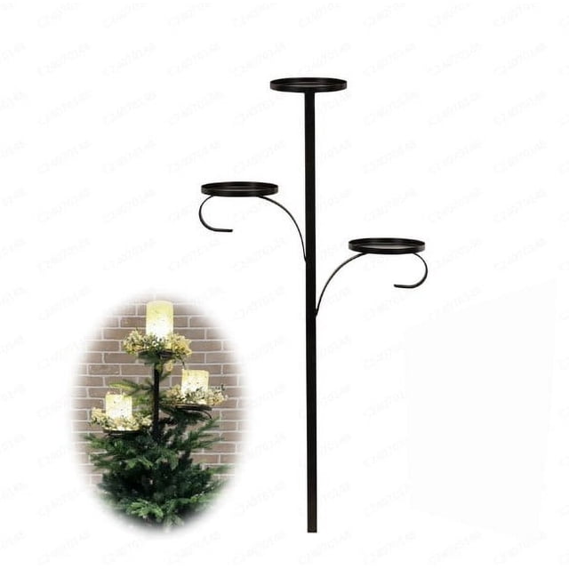 Adorno de árbol de Navidad de 3 niveles - Centro de mesa iluminado para candelabros para decoración navideña interior, vajilla elegante