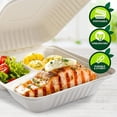 thumbnail image 4 of PAMI 8x8in Compostable To Go Containers with Lids, 50 count Disposable Biodegradable Bagasse Compartment Plates, 4 of 5