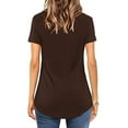 thumbnail image 4 of LEAVINGSUO Summer Tops for Women Ladies Tops Women Casual Short Sleeve Flared Sleeves V-Neck Solid Loose T-Shirt Blouse Tops, 4 of 7