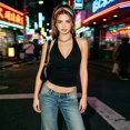thumbnail image 4 of COMVALUE Womens Halter Tank Tops Double Lined Basic Cami Shirts Sexy Backless Y2K Trendy Going Out Tops Black S, 4 of 6