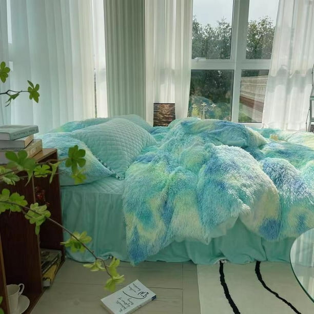 Wajade Plush Shaggy Comforter Set Fluffy Fuzzy Faux Fur Bedding Set 3PC Microfiber Soft Warm