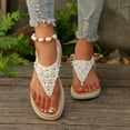 thumbnail image 5 of THDHVS Women's Sandals,Sandals for Women,Dressy Summer Bohemian Flats Shoes for Women Sandals Comfortable Ankle Strap Outdoor Walking White 5.5, 5 of 5