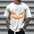thumbnail image 2 of Men's T Shirts Halloween Classic Funny Pumpkin Face Printed Short Sleeve Crew Neck Tees Party Casual Fall Season Loose Fit Comfortable Mens Shirts White XXXL, 2 of 4
