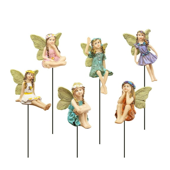 Fairy Garden Accessories, Vintage Resin Fairy Miniature Figurines for Outdoor Indoor Garden Yard Lawn Supplies Home Decor Set of 6
