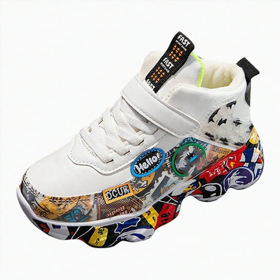 NIEWTR Boys Girls Boys Shoes Kids Tennis Sneakers Breathable Running Athletic Shoes Slip On Casual Shoes Breathable Walking Shoes (White,A)