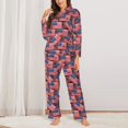 thumbnail image 2 of KLL America Flags1 Print Women's Long Sleeve Pajamas with Pants Sleepwear Loungewear 2 Set-XX-Large, 2 of 7