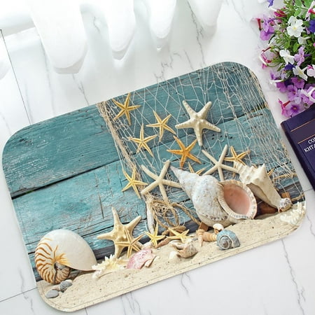ZKGK Sea Beach Starfish on Fishing Net Non-Slip Doormat Indoor/Outdoor/Bathroom Doormat 23.6 x 15.7