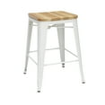 thumbnail image 3 of OFM 161-26B-WHT-NT-4 26 in. 161 Collection Industrial Modern Fully Assembled Backless Metal Stools with Solid Ash Wood Oversized Seats, Galvanized Steel Bar Stools - White & Natural - Pack of 4, 3 of 18