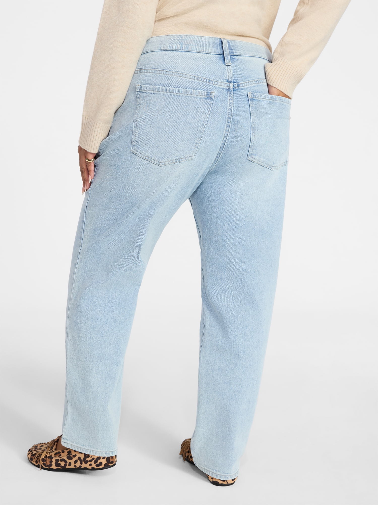 Terra & Sky Women's Plus Signature High Rise Straight Leg Jeans with Control Panel, Sizes 16W-28W
