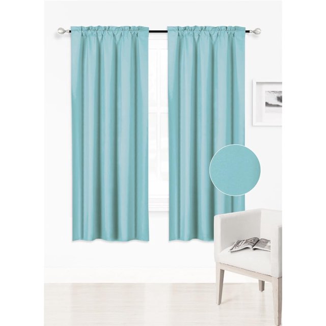 1 Ensemble Rideau de Fenêtre Texture Lisse en Microfibre Doublé Poche pour Tringle Occultant 63 Pouces R64 (Vert Sarcelle)