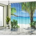 thumbnail image 4 of Ambesonne Beach Shower Curtain, Idyllic Oceanic Resort, 69"Wx84"L, Green Aqua Coconut, 4 of 4