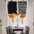 thumbnail image 3 of Orange Black Tie Up Curtains 45 Inches Long, Kitchen Window Curtains Over Sink, Farmhouse Striped Modern Abstract Art Small Window Curtains Shade Balloon Curtains Valances for Bedroom/Cafe 34"x45", 3 of 8