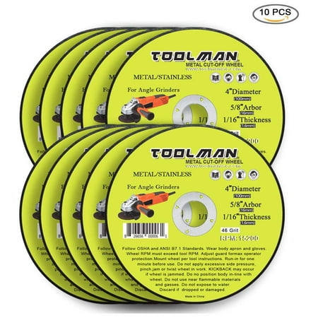 Dewalt Stainless Steel Grinding Wheel (Toolman Premium Cut Off Cutting Wheel Universal Fit 10pcs 46 Grit 15200 rpm - 4