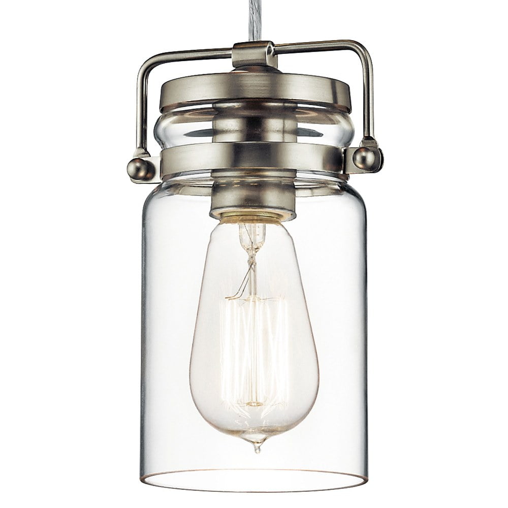1 Light Farmhouse Simple Mini Pendant Light Fixture with Clear Mason Jar Style Glass-Olde Bronze Finish Bailey Street Home 147-Bel-1634687