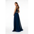thumbnail image 2 of Women's Elizabeth K Long Illusion V Neck Dress Gl2653 Navy Blue Size L, 2 of 3
