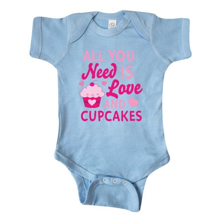 

Inktastic Valentines Day All you Need is Love and Cupcakes Gift Baby Boy or Baby Girl Bodysuit