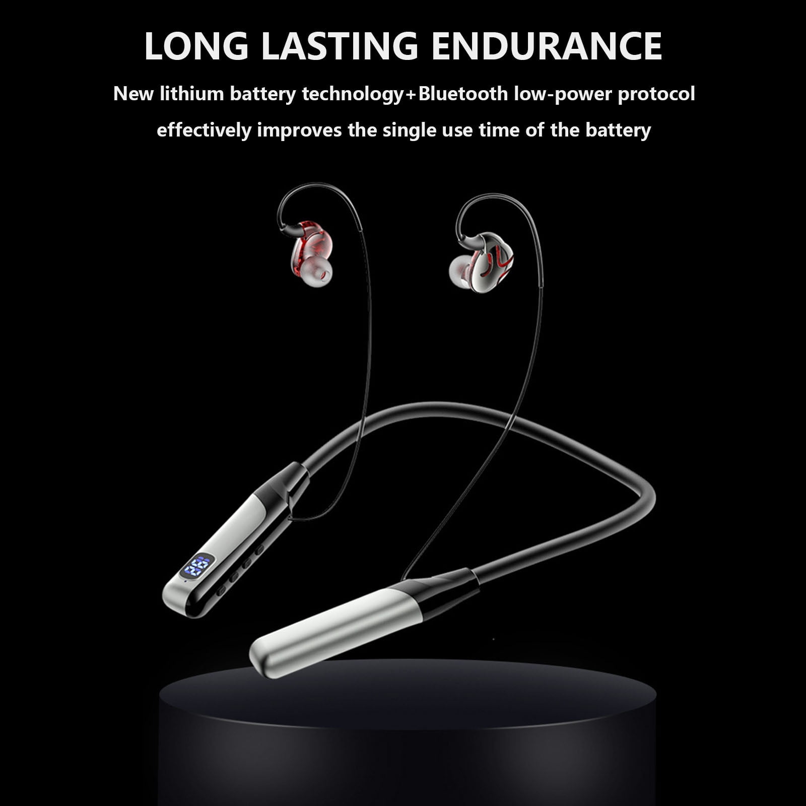 Wireless Earbuds, Bluetooth Earbuds Headphones Bass Stereo, IPX7 Waterproof Ear Buds with Mic LED Display, in Ear Earphones, 78H Playtime for Smartphone Laptop Pad Sports Workout,Black