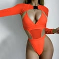 thumbnail image 4 of AOMPMSDX Swimsuits n Swimwear Color Block Bathing Suits Summer Holiday Beach Wear Red M, 4 of 5