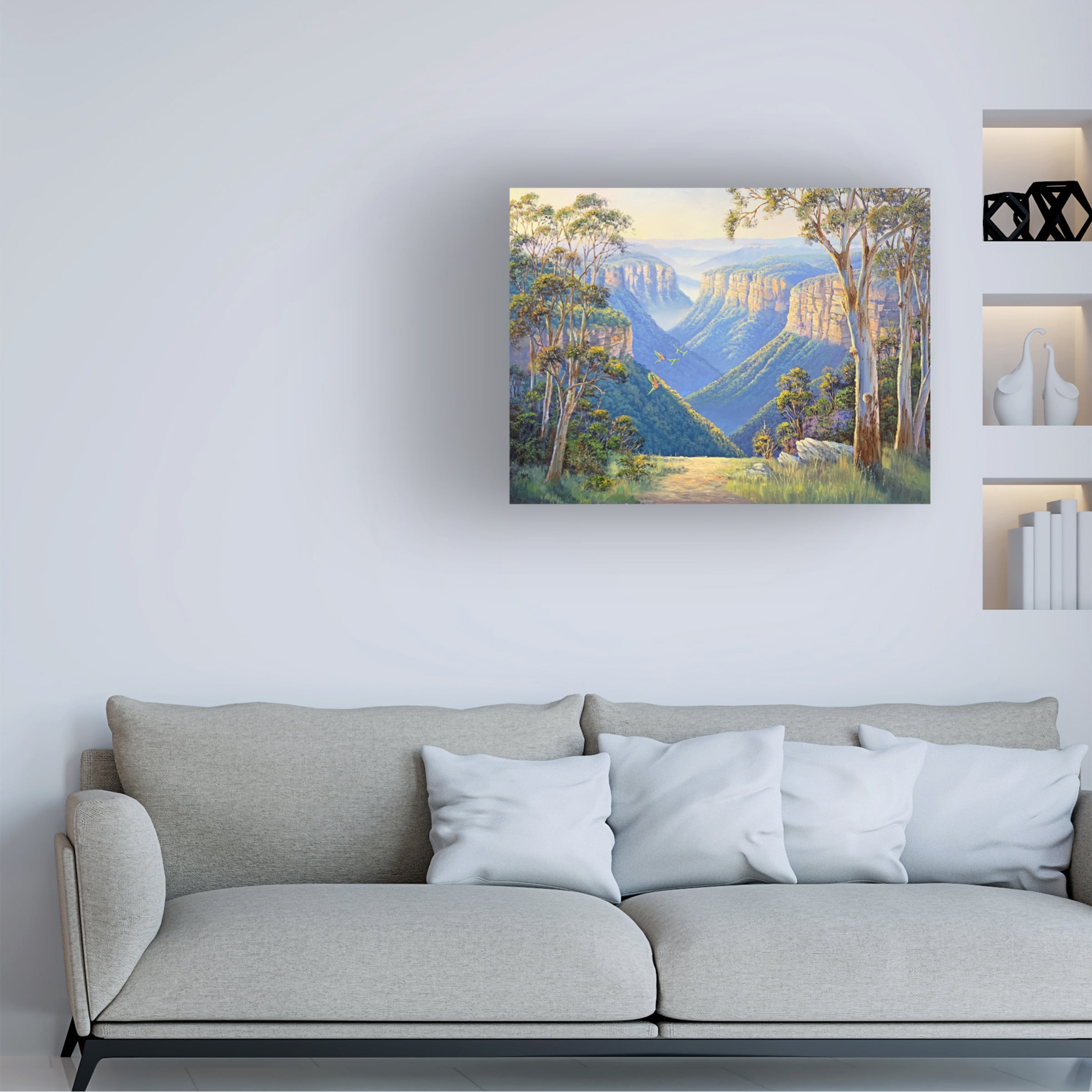 Canvas Wall Art - John Bradley 'Sunlit Walls of the Grose Valley' Wall Art for Living Room, Bedroom, or Office DÃ©cor by Trademark Fine Art - 32 x 24 Inches