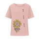thumbnail image 4 of Mujeres Casual Algodón y Lino Top Impreso Manga Corta Botón Túnica Camiseta Blusa Tops Fridja  nalpqowj29384, 4 of 5