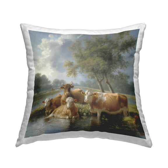 Stupell Industries Cow Family Charming Scene Decorative Printed Throw Pillow Design by Steve Huntziker.