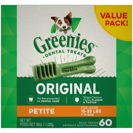 Greenies Original Petite Natural Dental Dog Treats, 36 oz. Pack (60 (Best Bones To Clean Dogs Teeth)