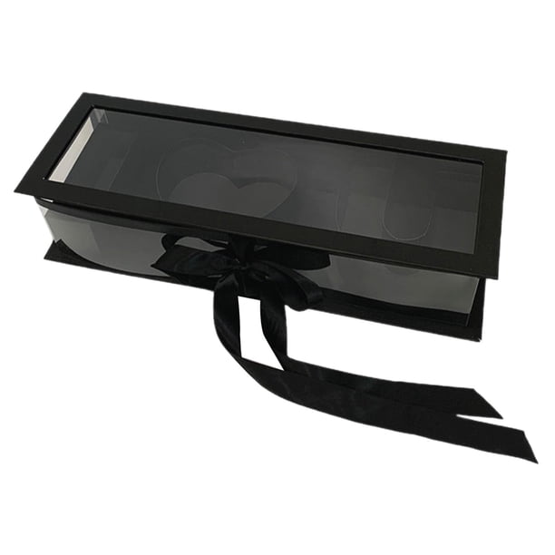 Caja de regalo de flores vacía para mamá, Día de la Madre, boda, fondo, cartón, letras rellenables Negro