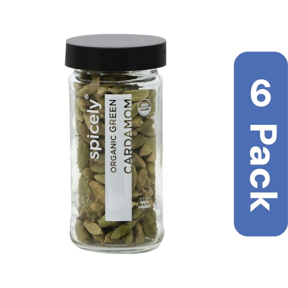 Spicely Organics Cardamom Spice Jar 1.2 oz (Pack Of 6)