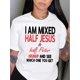 thumbnail image 1 of Faith-Inspired 'I AM MIXED HALF JESUS, Half Peter' Graphic Tee - Casual Crew Neck Short Sleeve T-Shirt for Women, Breathable Polyester, Machine Washable, 1 of 7