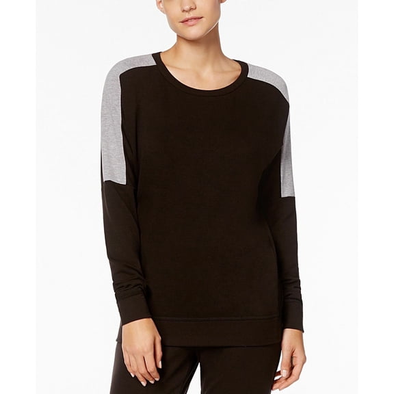 Alfani Women's Colorblocked Pajama Top Black Black XXL