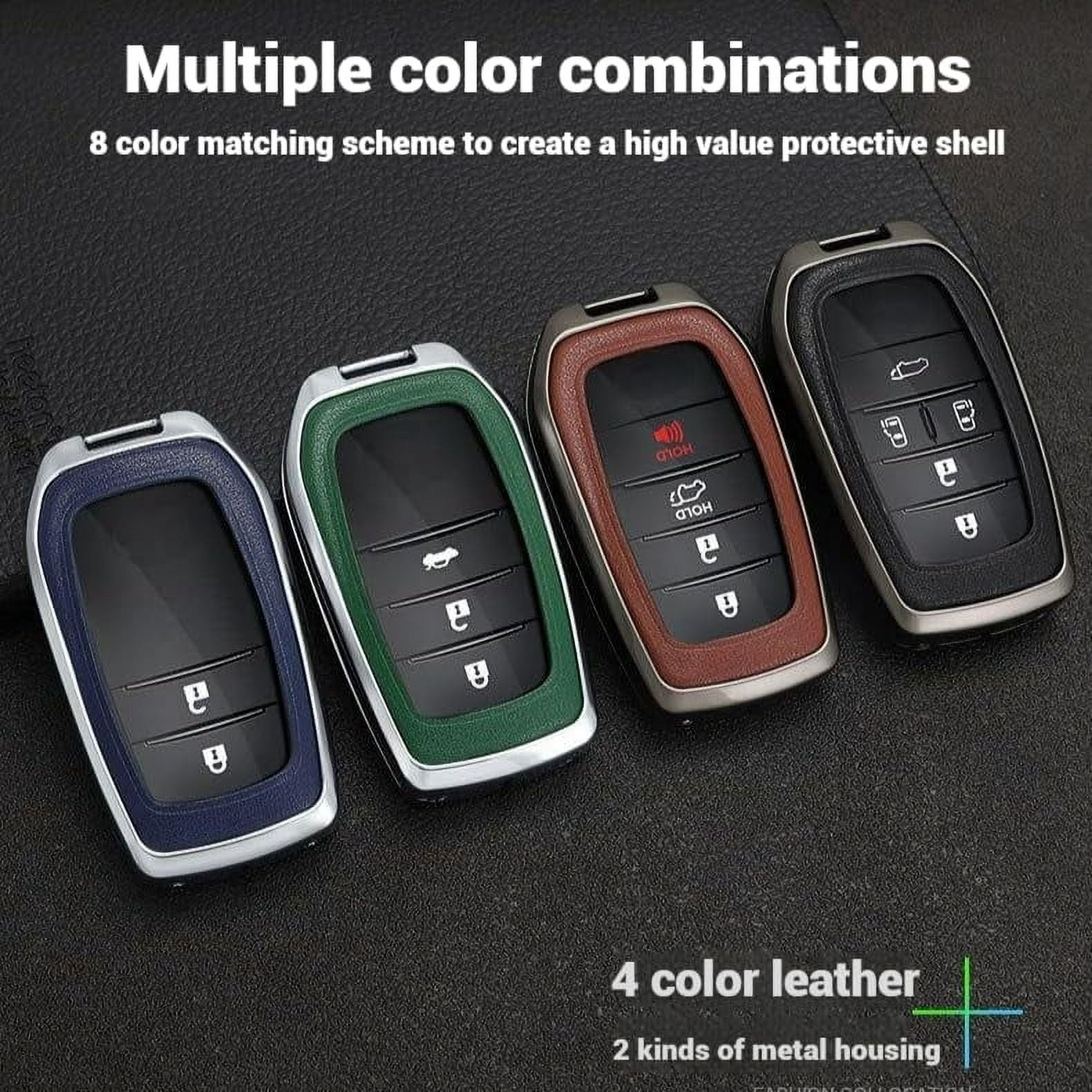 for Toyota Key Fob Cover, Leather+Zinc Alloy Key Fob Case for 2025 Camry, 2021-2025 Venza, Grand Highlander Hilux, Fortuner, 2022-2025 Tundra Tacoma Remote Key