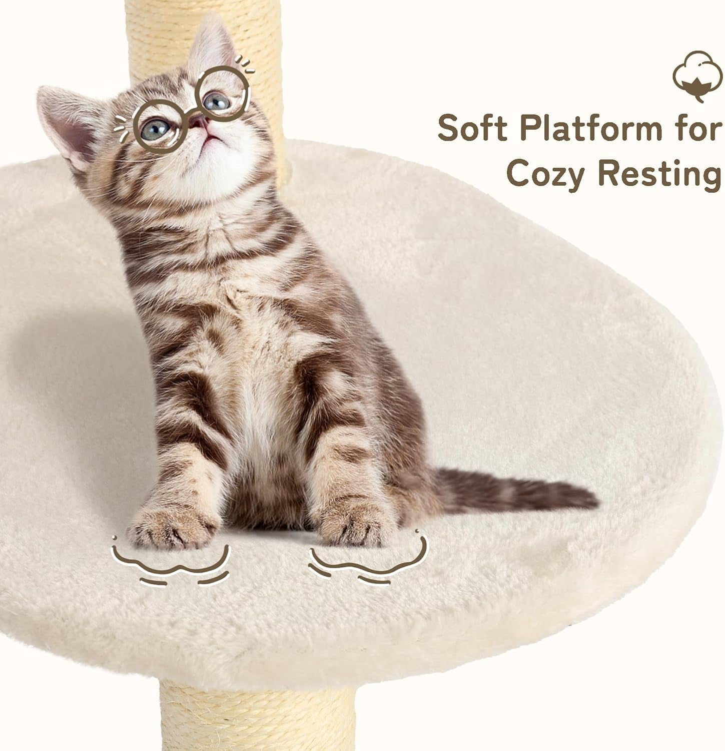 KAMABOKO Modern Cat Tree, 39" Tall Cat Tree for Kittens Climb Play & Rest, Cat Tree for Indoor Cats w/Natural Sisal Scratching Posts, Hand-Woven Condo & Top Perch