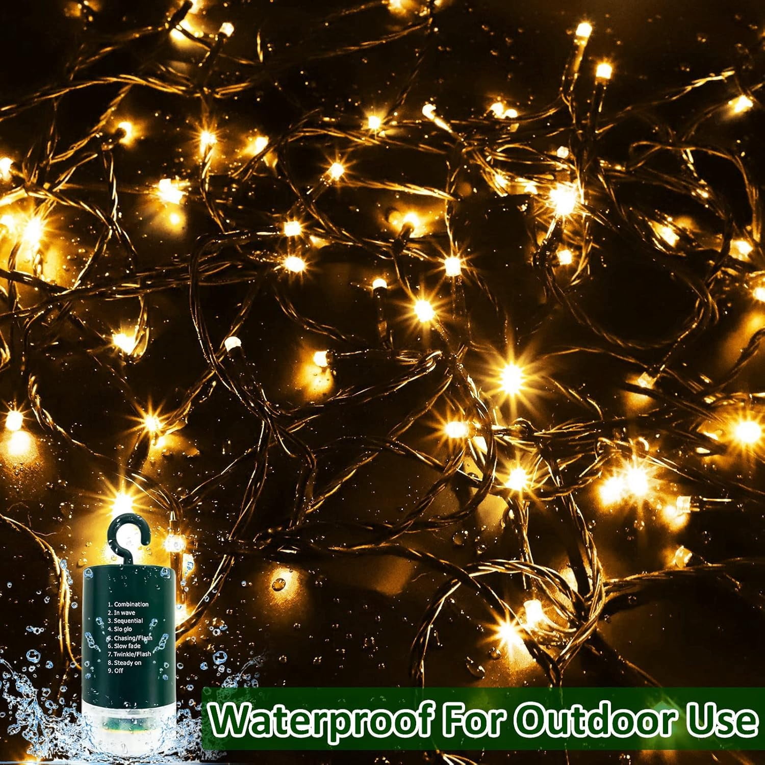 50 Ft-150 LED Christmas Decoration Fairy Lights Battery Operated,Green Wire Mini Light with Waterproof,Timer,Remote Control,8 Lighting Modes,Home Tree Indoor Outdoor Holiday Wedding Party Decor Warm