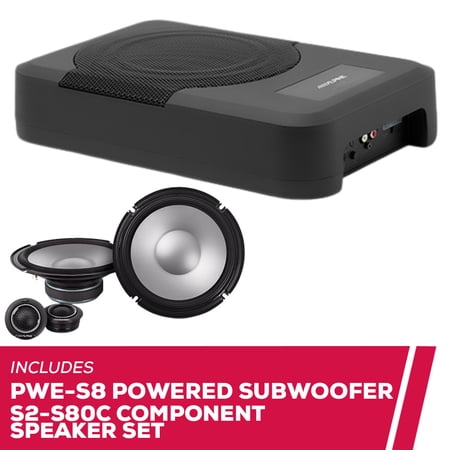 New Alpine PWE-S8 8" Compact Powered Subwoofer with S2-S80C 8" Component Speakers