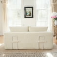 thumbnail image 3 of Miniyam Convertible Loveseat Sofa Bed with Memory Foam, Small Couch for Apartment, No Assembly, Corduroy, Beige, 3 of 7