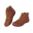 thumbnail image 5 of Mostsola Womens Lace up Ankle Boots Vintage Zip up Casual Flat Walking Shoes Short Booties, 5 of 7