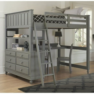 Ne Kids Lake House Twin Loft Bed With, Childs Bunk Bed With Desk Underneath
