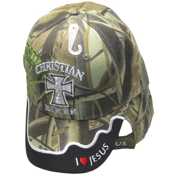 Christian Biker Cross Jesus Christ Camouflage Camo Embroidered Cap Hat