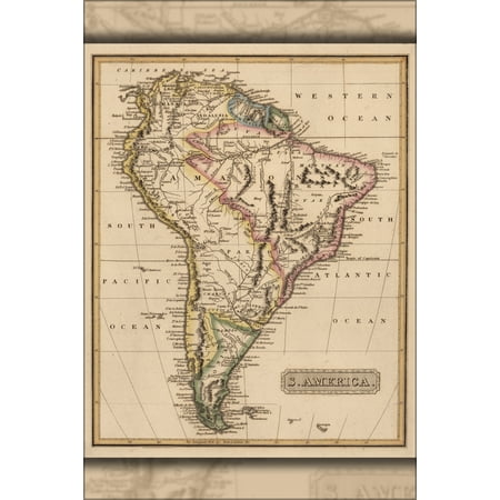 24"x36" Gallery Poster, map of South America 1817 P2