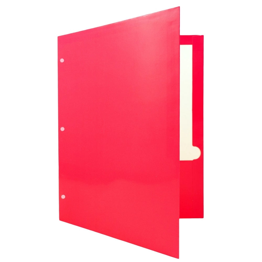JAM Paper Glossy 3 Hole Punch Folders, Fuchsia Pink, 25 per Pack