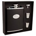 thumbnail image 1 of Eclipse Black Leather 18 oz Deluxe Flask Gift Set, 1 of 1