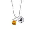 thumbnail image 2 of Delight Jewelry Silvertone Softball optic yellow - Crown Silvertone Script Initial Disc - Y - Charm Necklace, 20"+3", 2 of 4