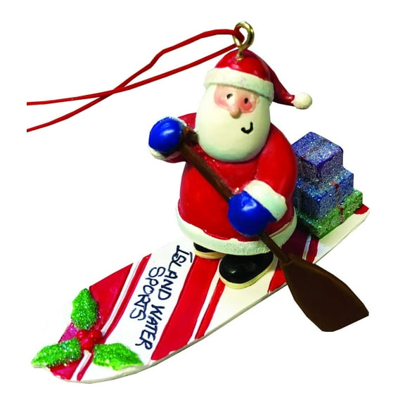 Santa on a Paddleboard Christmas Tree Holiday Decoration Ornament
