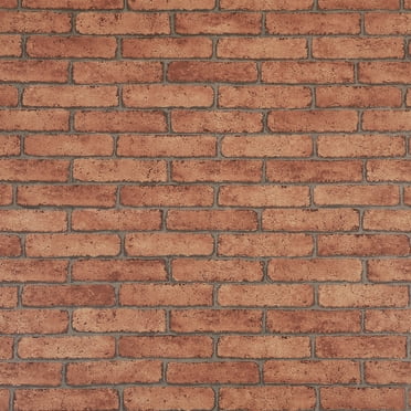 Dundee Deco Peel and Stick Self Adhesive Wallpaper - Distressed Marble Red Bricks , 18 ft x 18 in